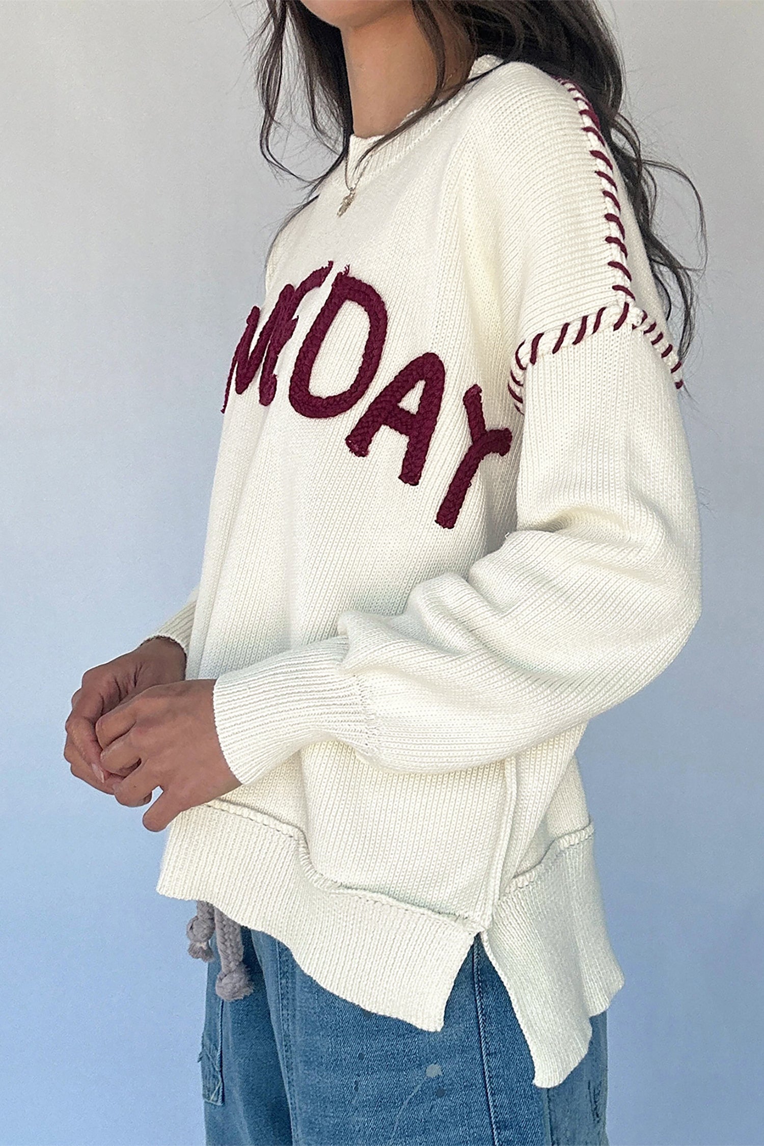Game Day Letter Print Pullover Sweater