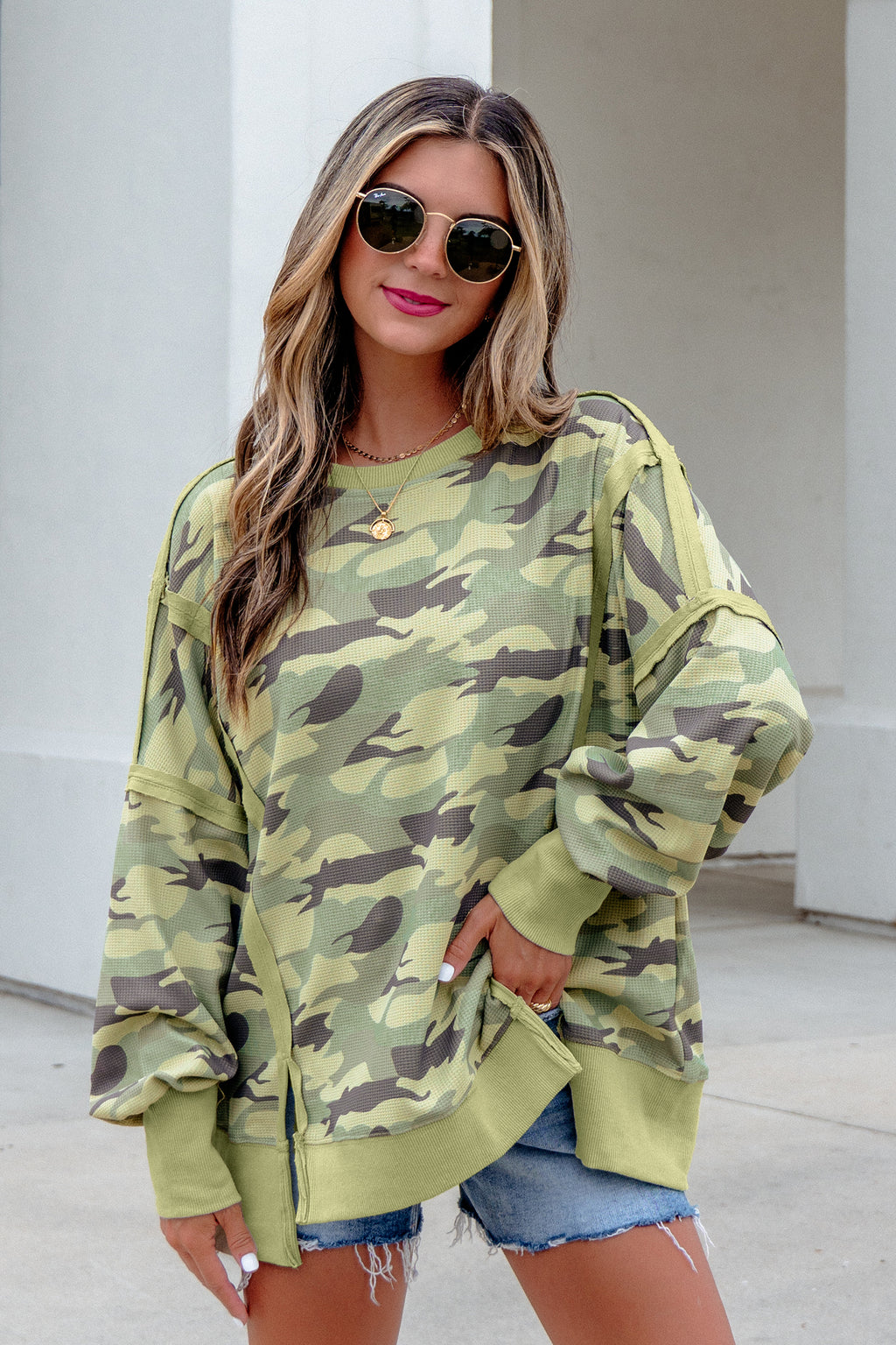 Camo Girl Waffle Knit Top
