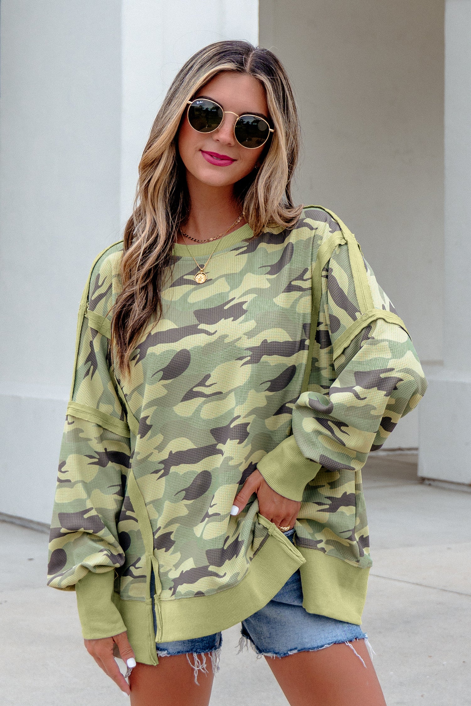 Camo Girl Waffle Knit Top
