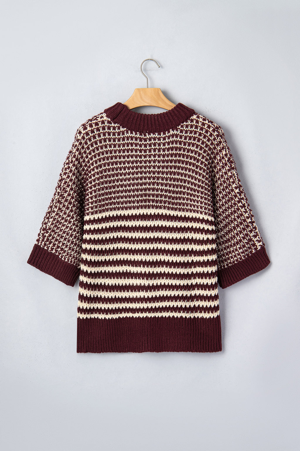 Black Stripe 3/4 Draped Sleeve Slouchy Sweater