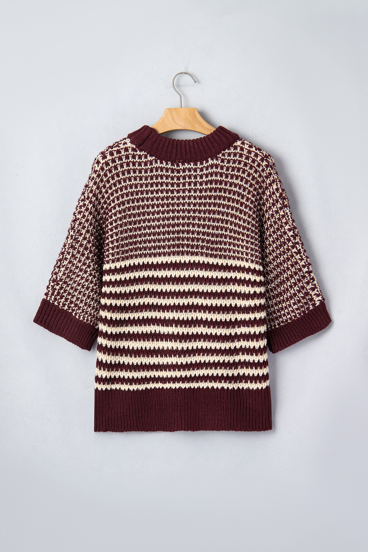 Black Stripe 3/4 Draped Sleeve Slouchy Sweater