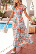 Apricot Floral Long Dress
