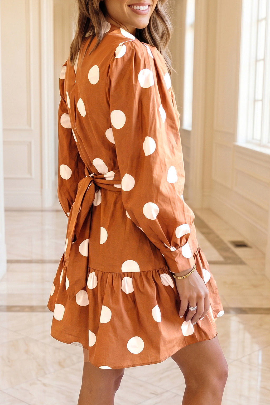 Coffee & Cream Polka Dot Dress