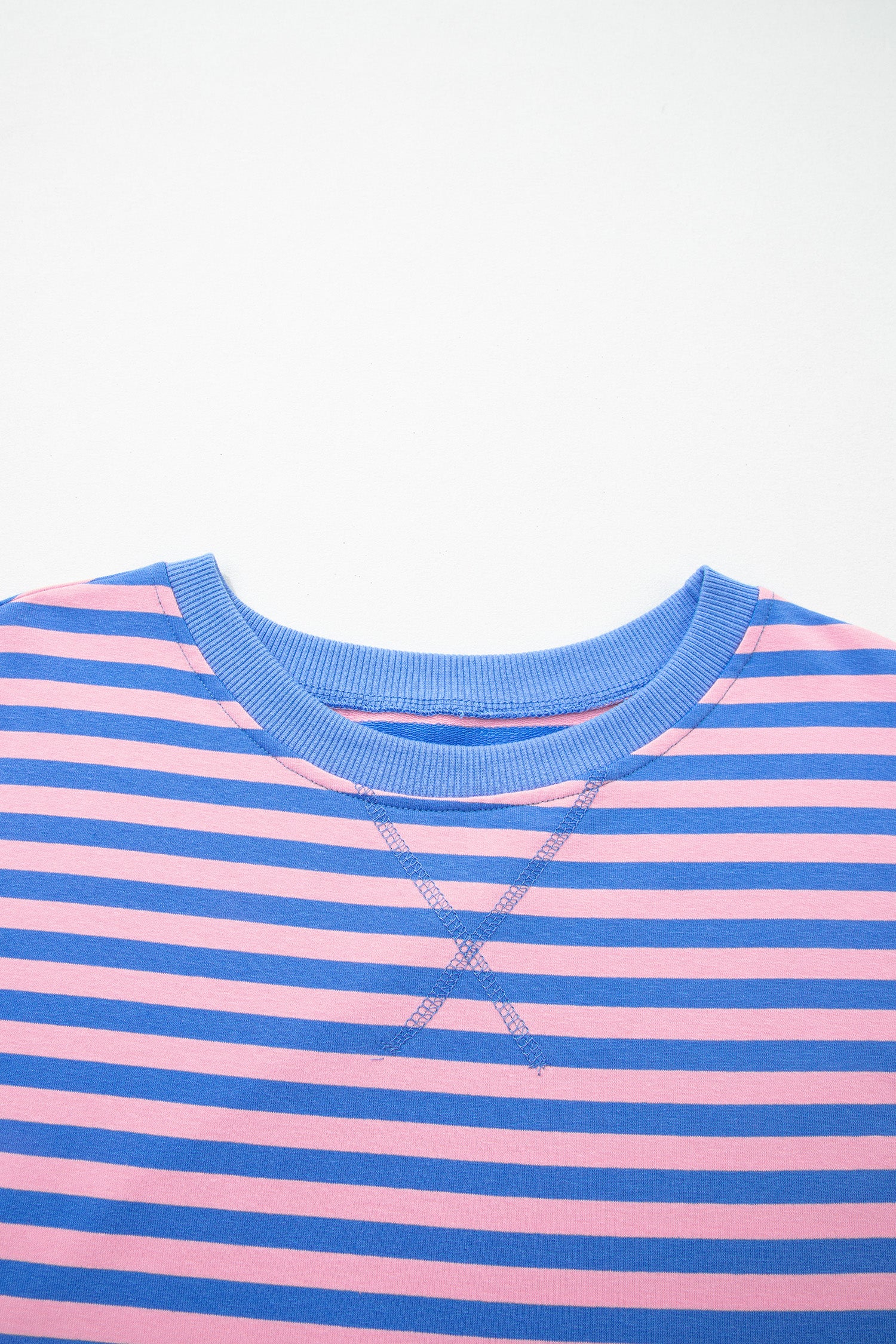 Pink Stripe Relaxed Short Sleeve Top Elastic Waist Drawstring Skort 2pcs Set