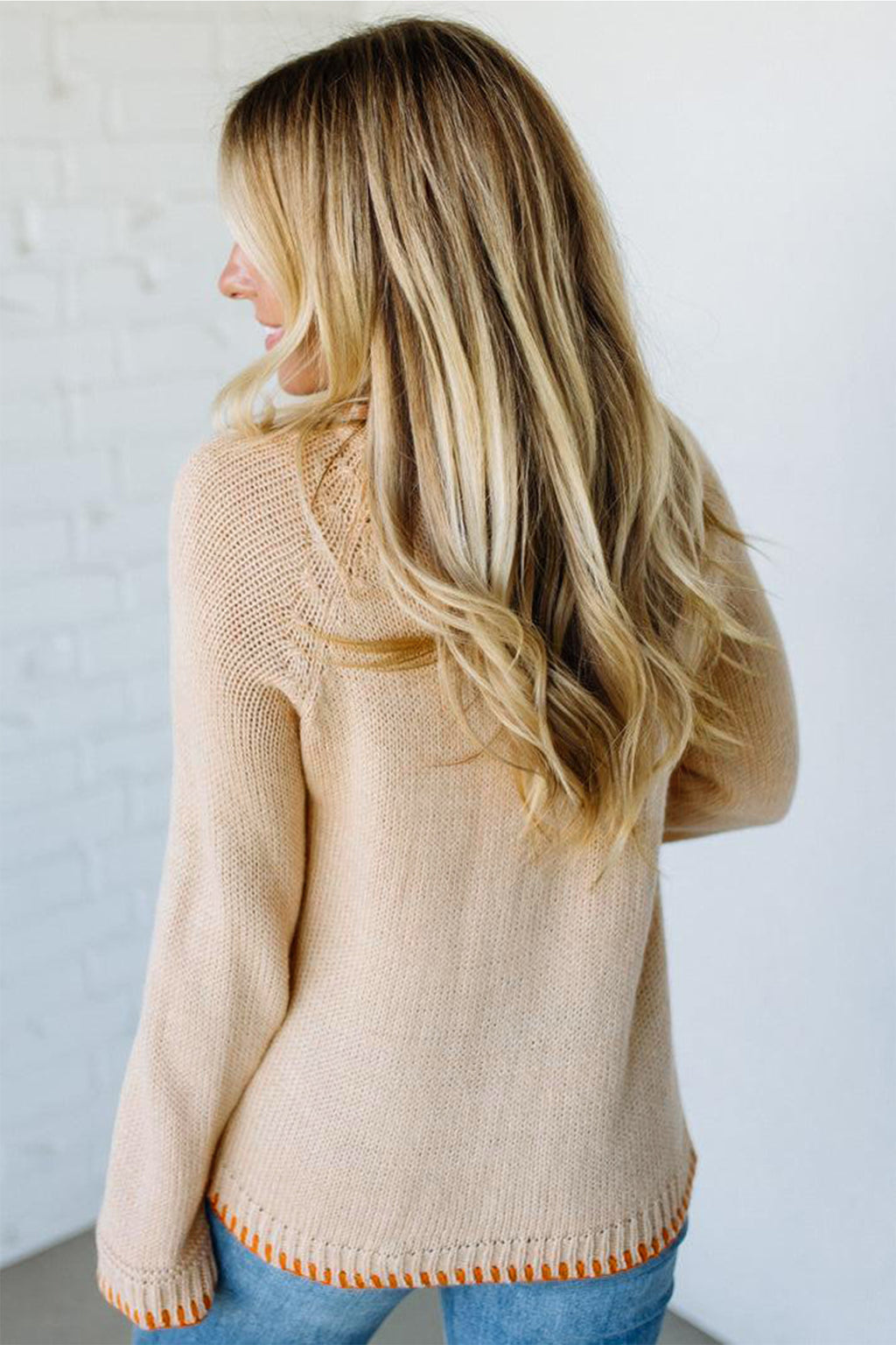 Embroidery Pumpkin Long Sleeve Round Neck Sweater