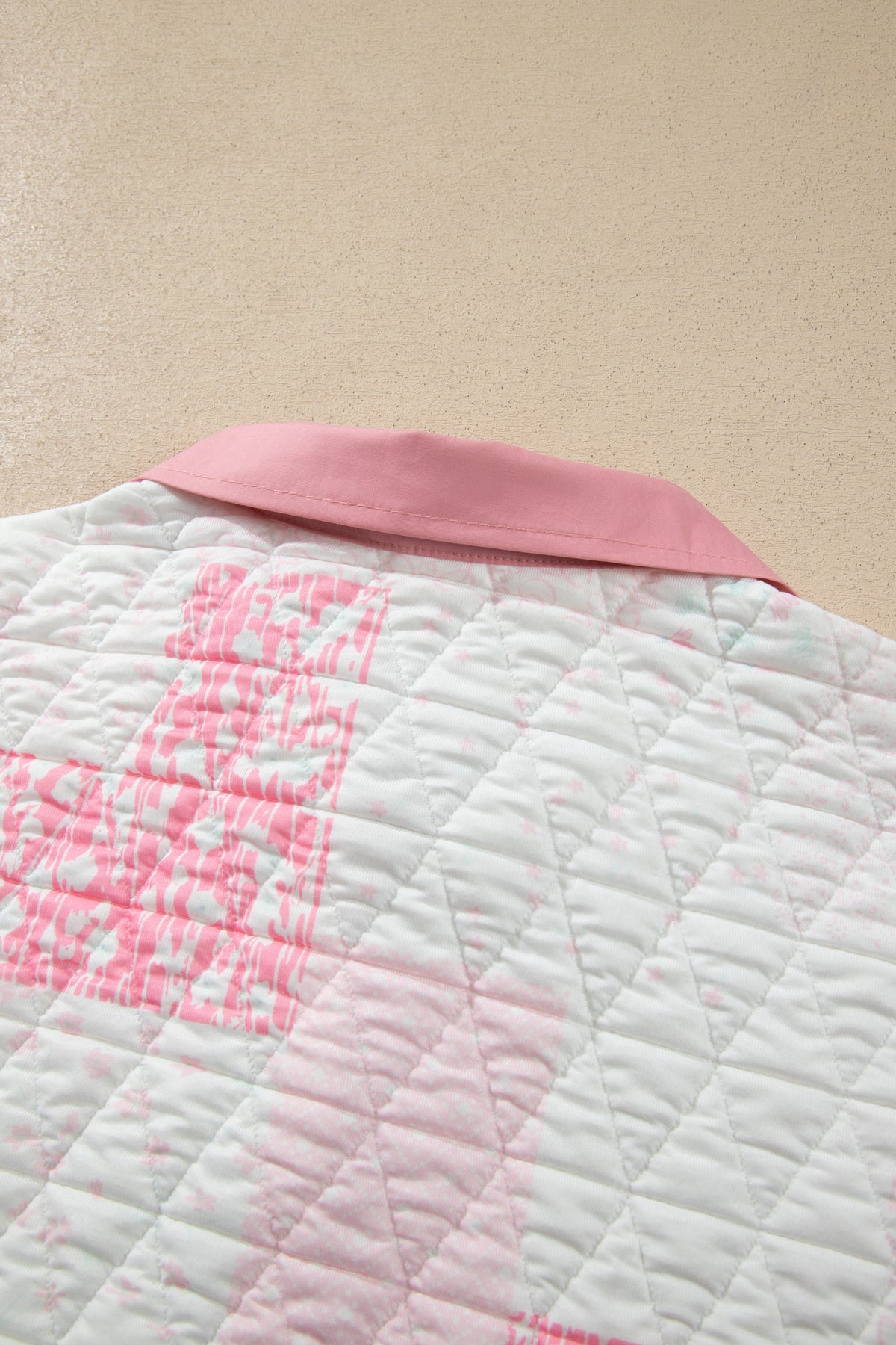 Floral Quilted Half Button Pocketed Pullover