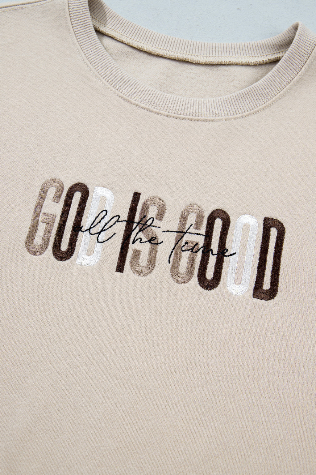 GOD IS GOOD Western Embroidered Crewneck