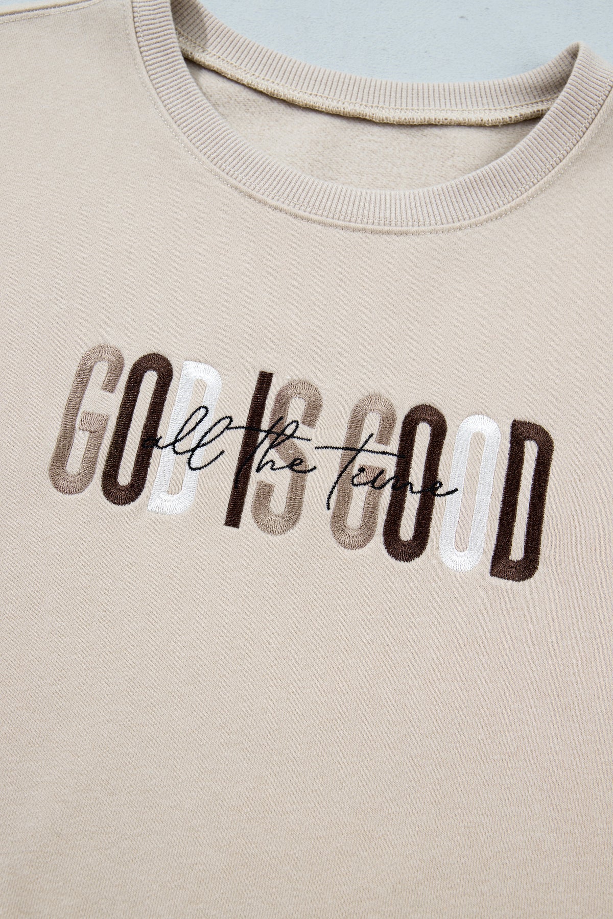 GOD IS GOOD Western Embroidered Crewneck
