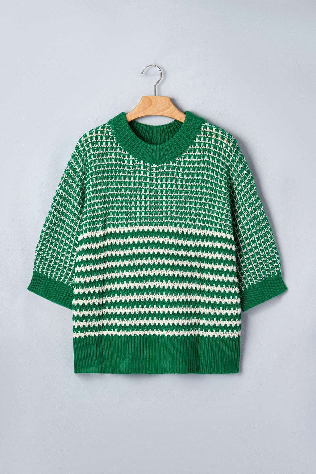 Black Stripe 3/4 Draped Sleeve Slouchy Sweater