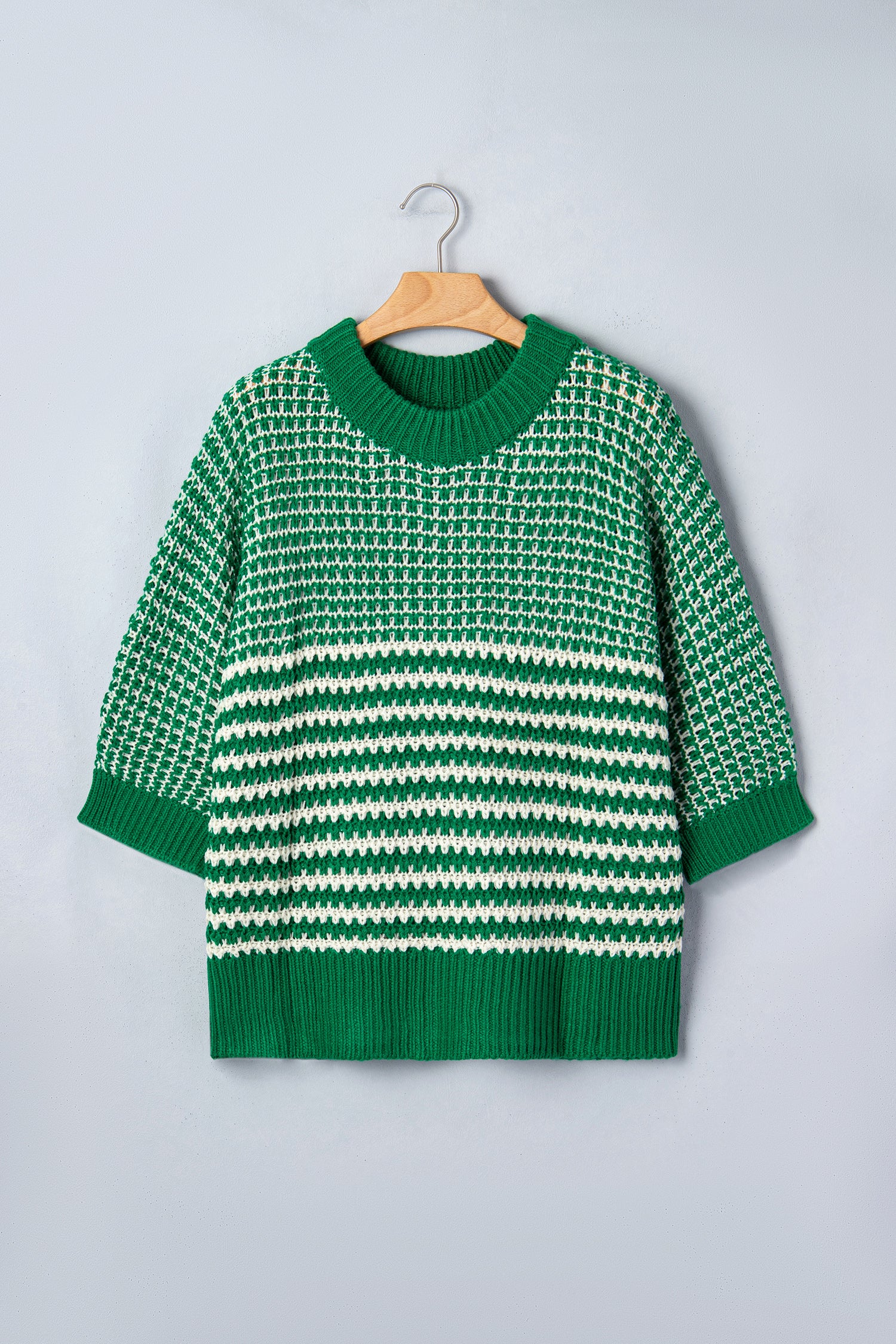 Black Stripe 3/4 Draped Sleeve Slouchy Sweater