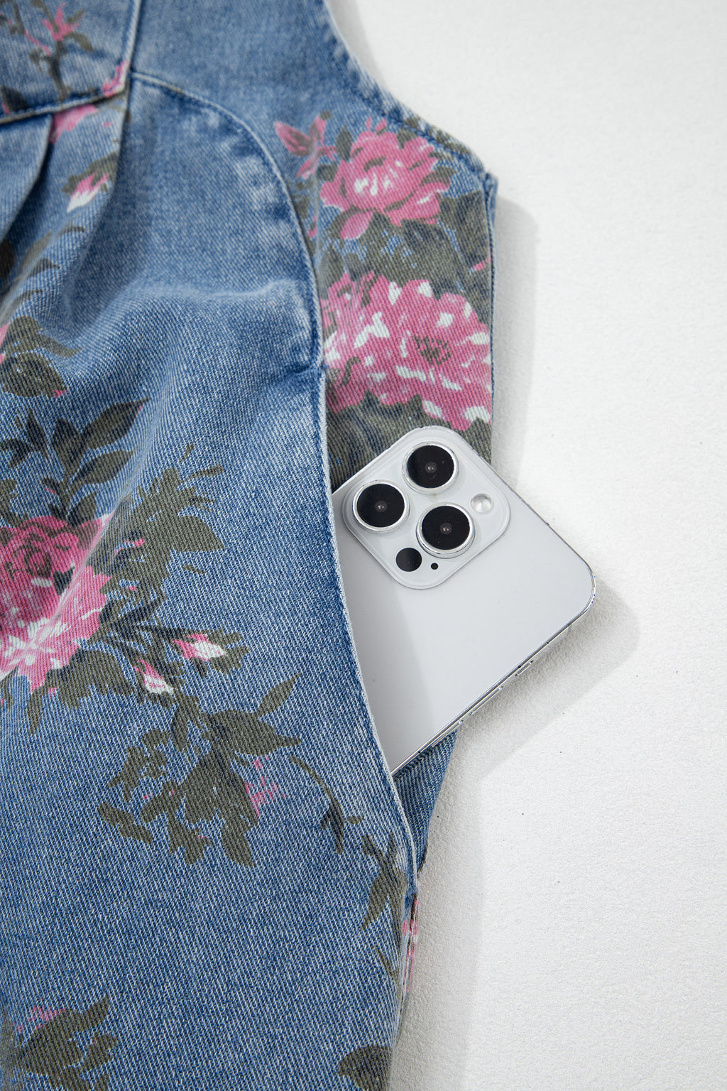 Floral Print Denim Shortalls