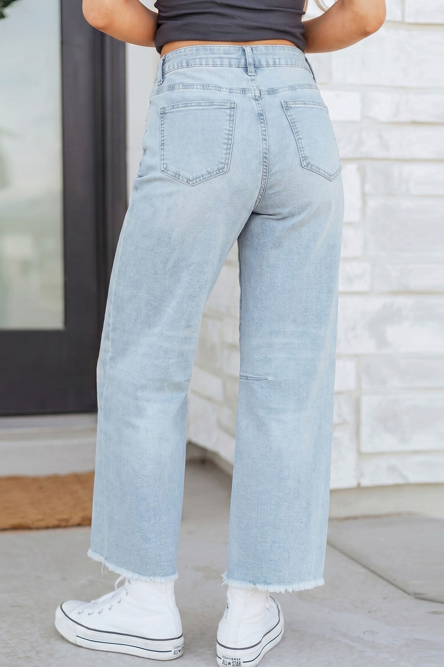 Patched Football Raw Hem Jeans