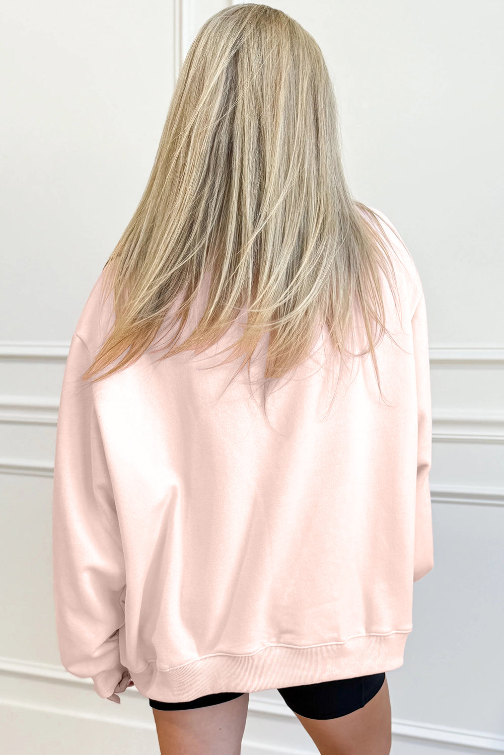 Apricot Pink Oversize Mock Neck Sweatshirt