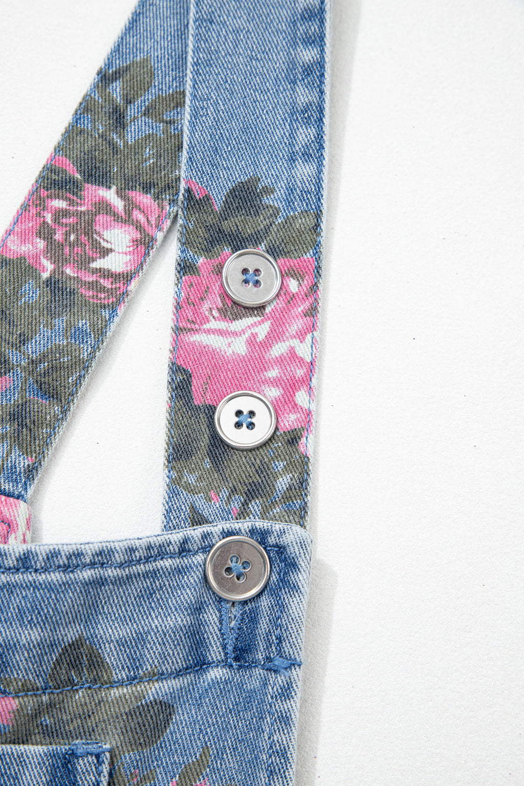 Floral Print Denim Shortalls