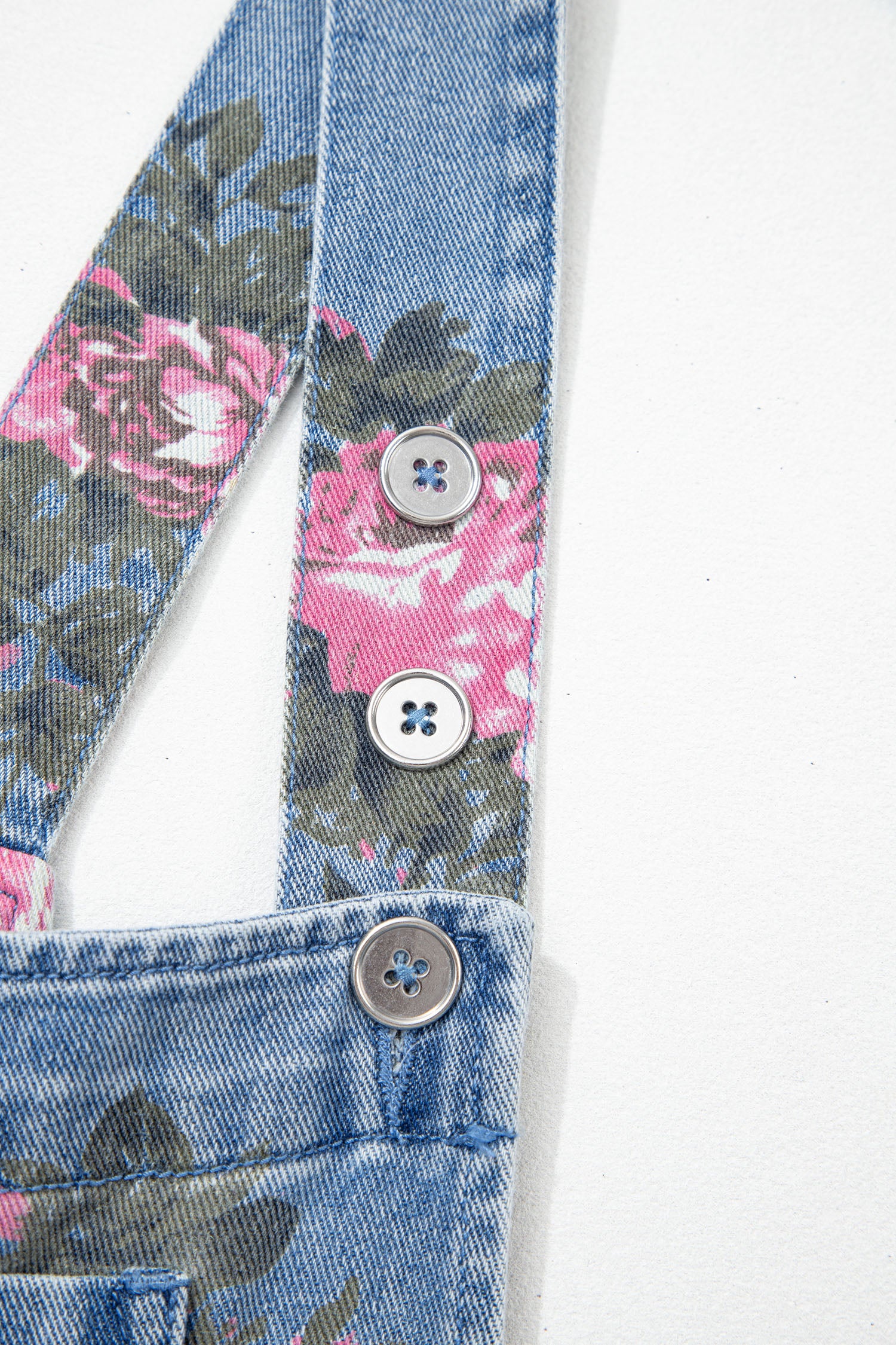 Floral Print Denim Shortalls