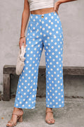 Polka Dot Print Straight Leg Pants
