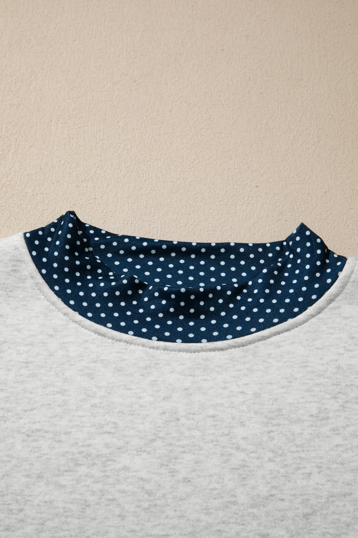 Grey Polka Dot Mock Neck Pullover & Shorts Set