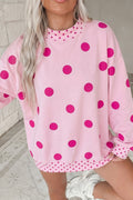 Polka Dot Contrast Trim Oversized Tunic