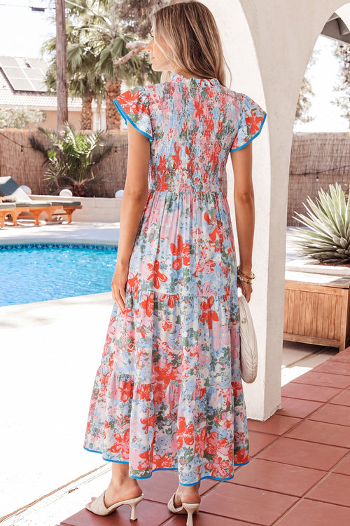 Apricot Floral Long Dress