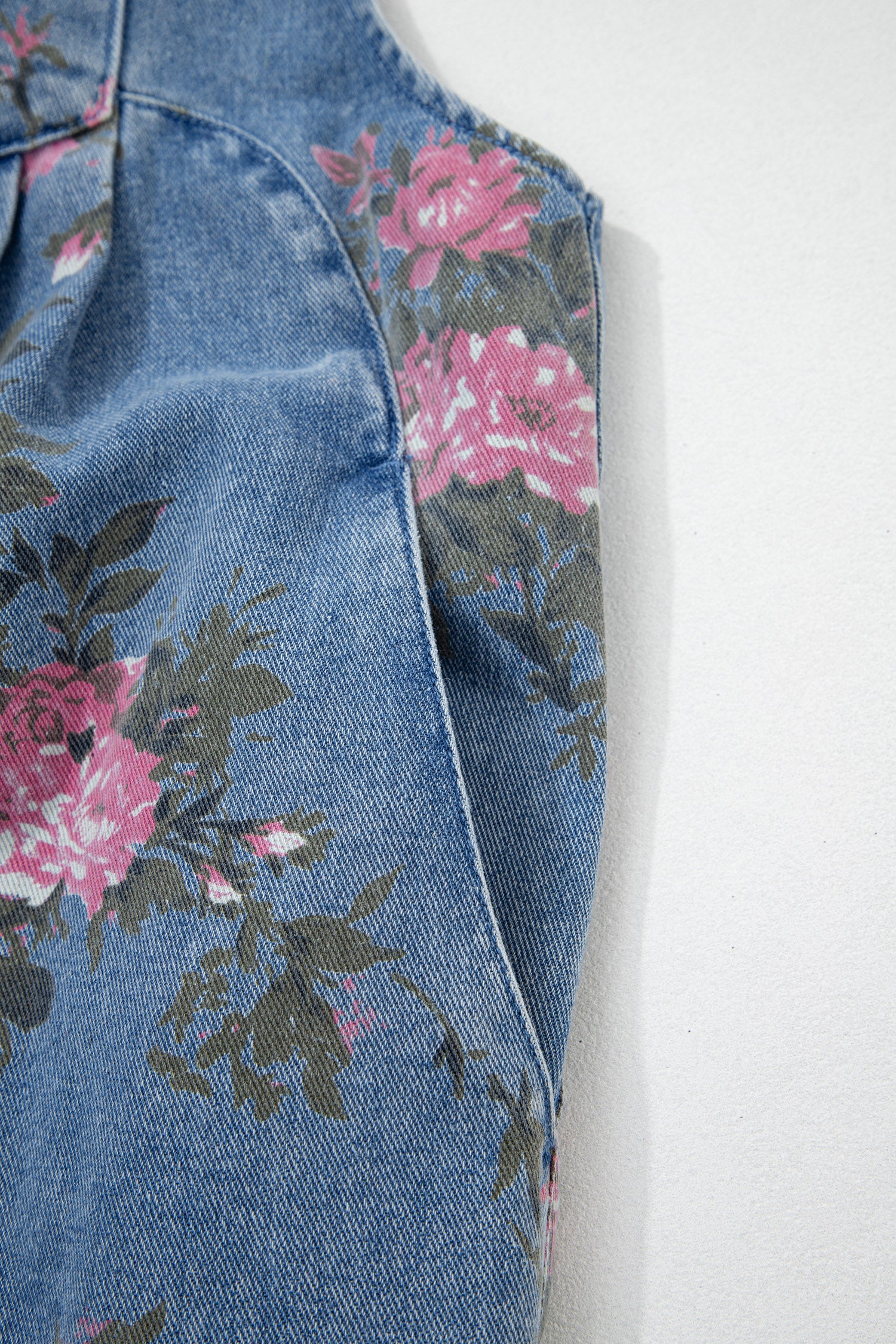 Floral Print Denim Shortalls