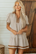 Autumn Stripe Ruffle Dress