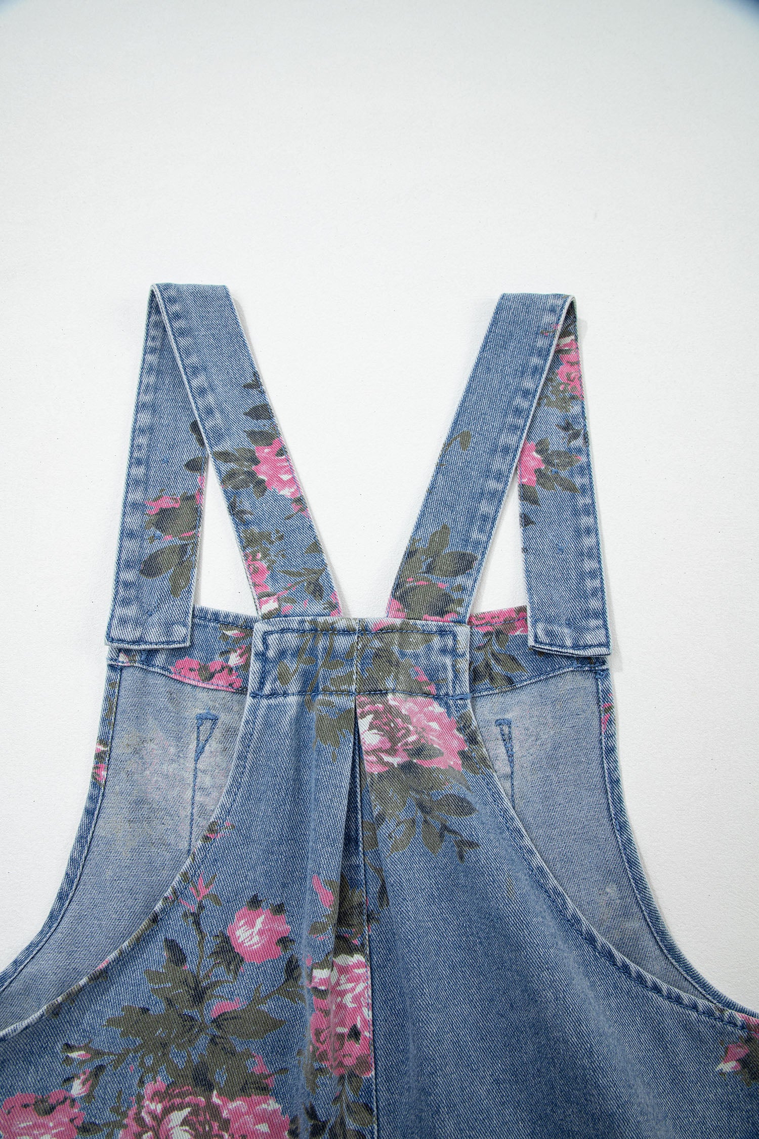 Floral Print Denim Shortalls