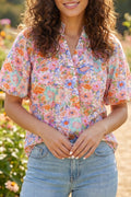 Pink Posy V-Neck Top