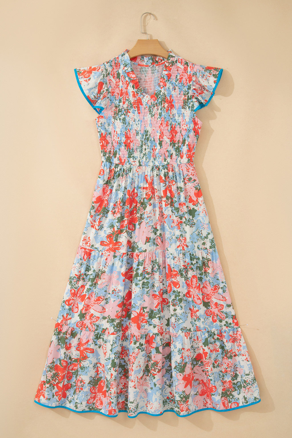 Apricot Floral Long Dress