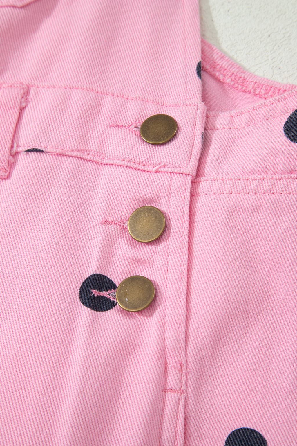 Jet Stream Polka Dot Print Bib Pocket Denim Barrel Overalls Jumpsuit