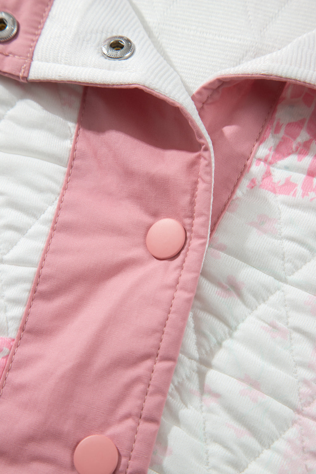 Floral Quilted Half Button Pocketed Pullover
