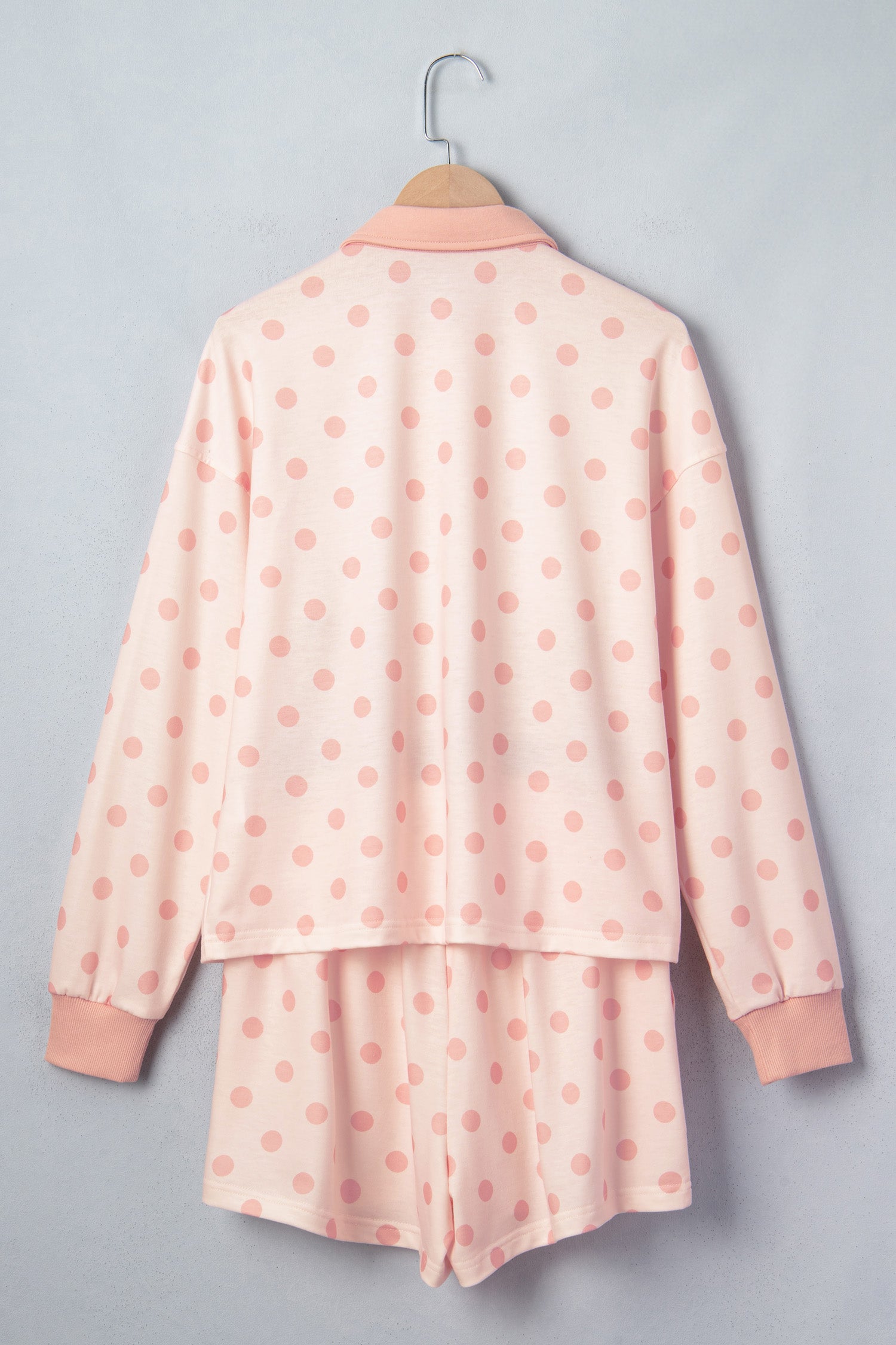 Sweet Pink Polka Dot Polo Shorts Set