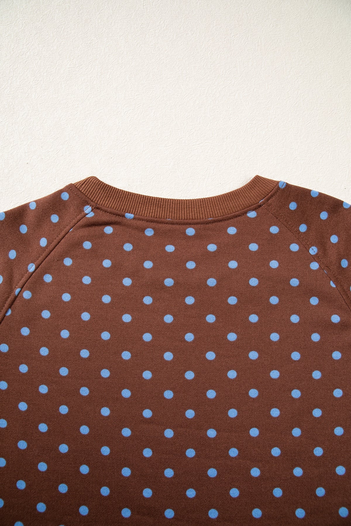 Blue Polka Dot Drawstring Wide Leg Long Sleeve Top Pant Set