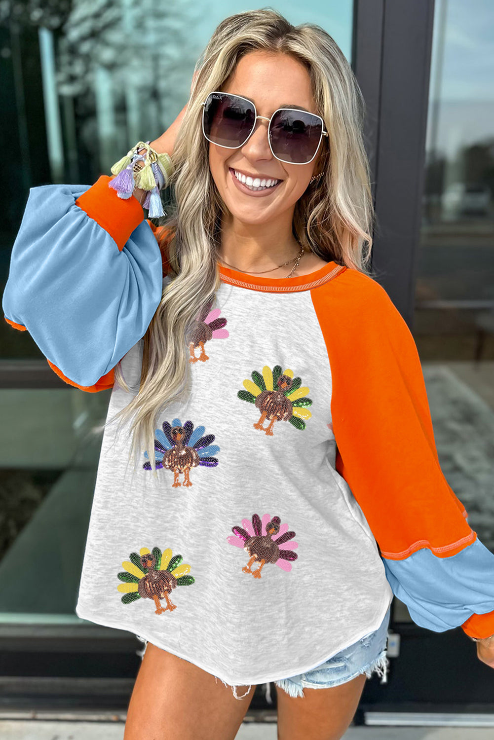 Thankful & Sparkly Raglan Top