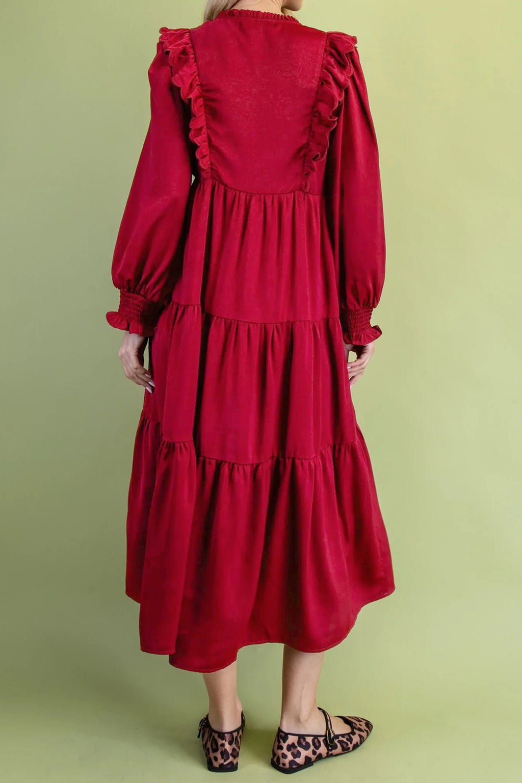 Ruby Ruffle Tiered Midi Dress