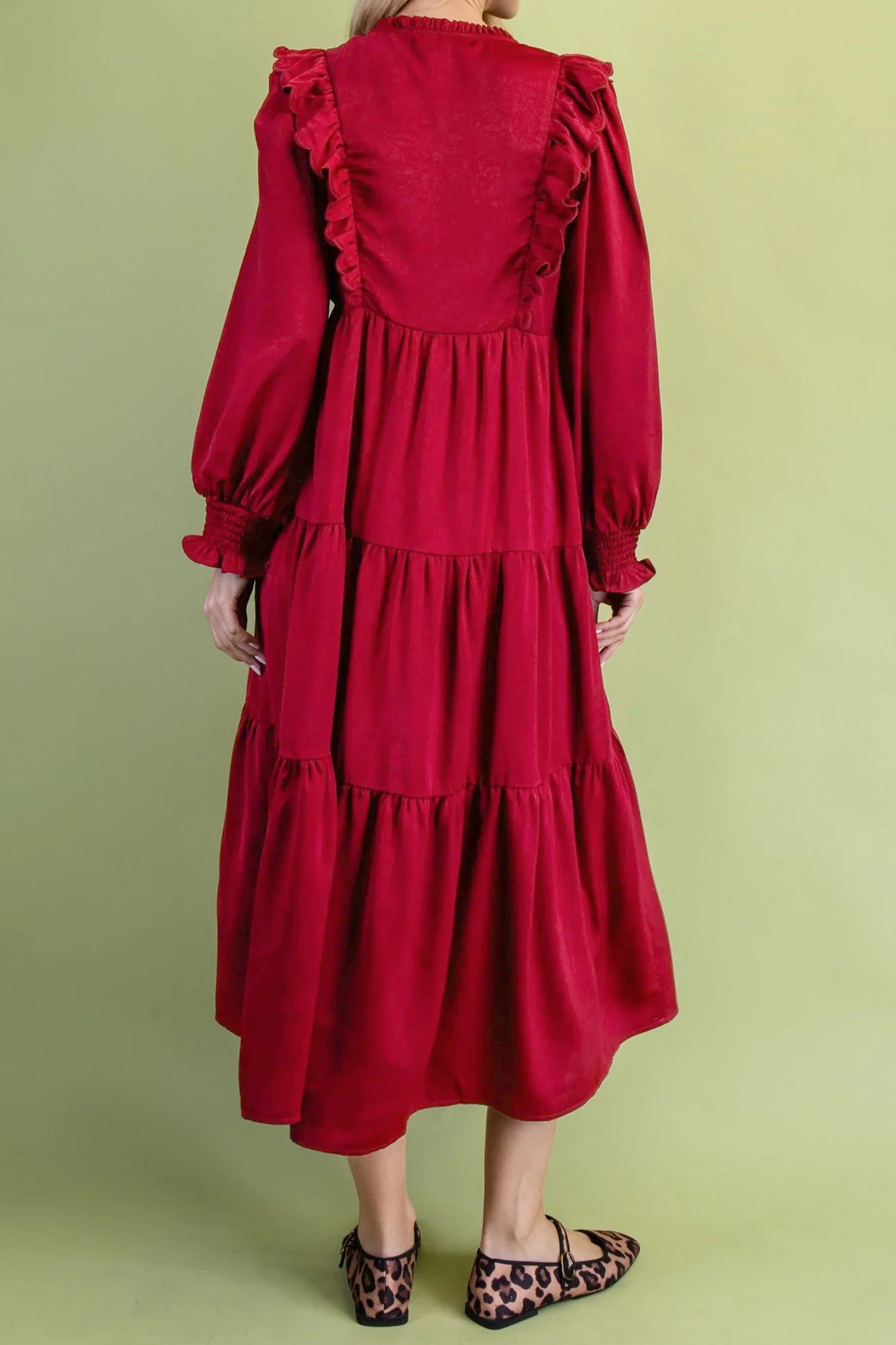 Ruby Ruffle Tiered Midi Dress