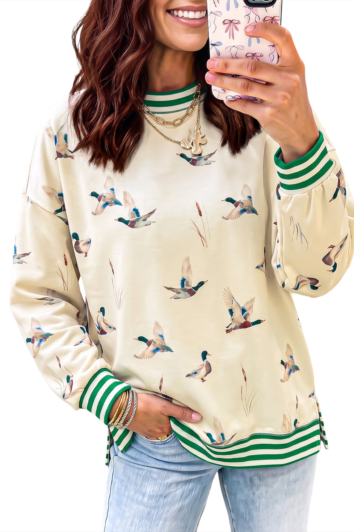 Lucky Duck Striped Cuff Top