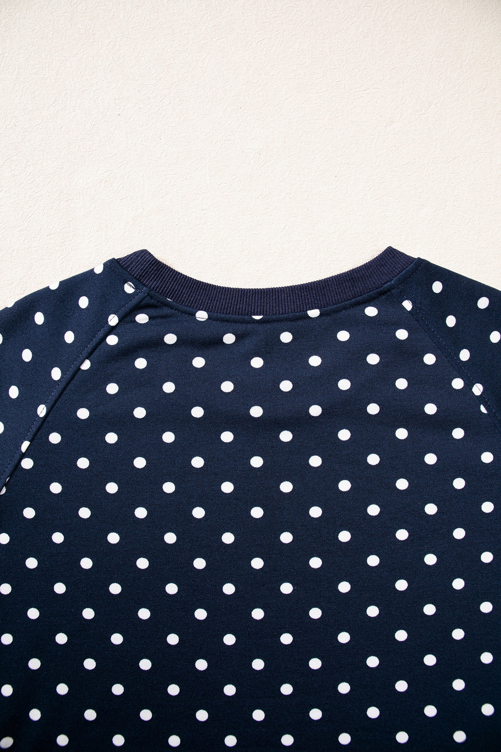 Blue Polka Dot Drawstring Wide Leg Long Sleeve Top Pant Set