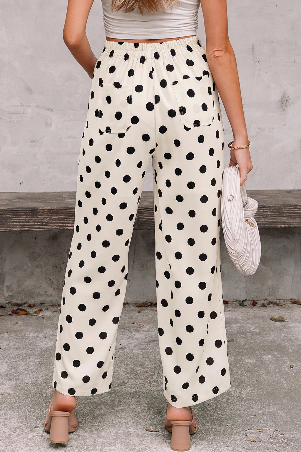 Polka Dot Print Straight Leg Pants