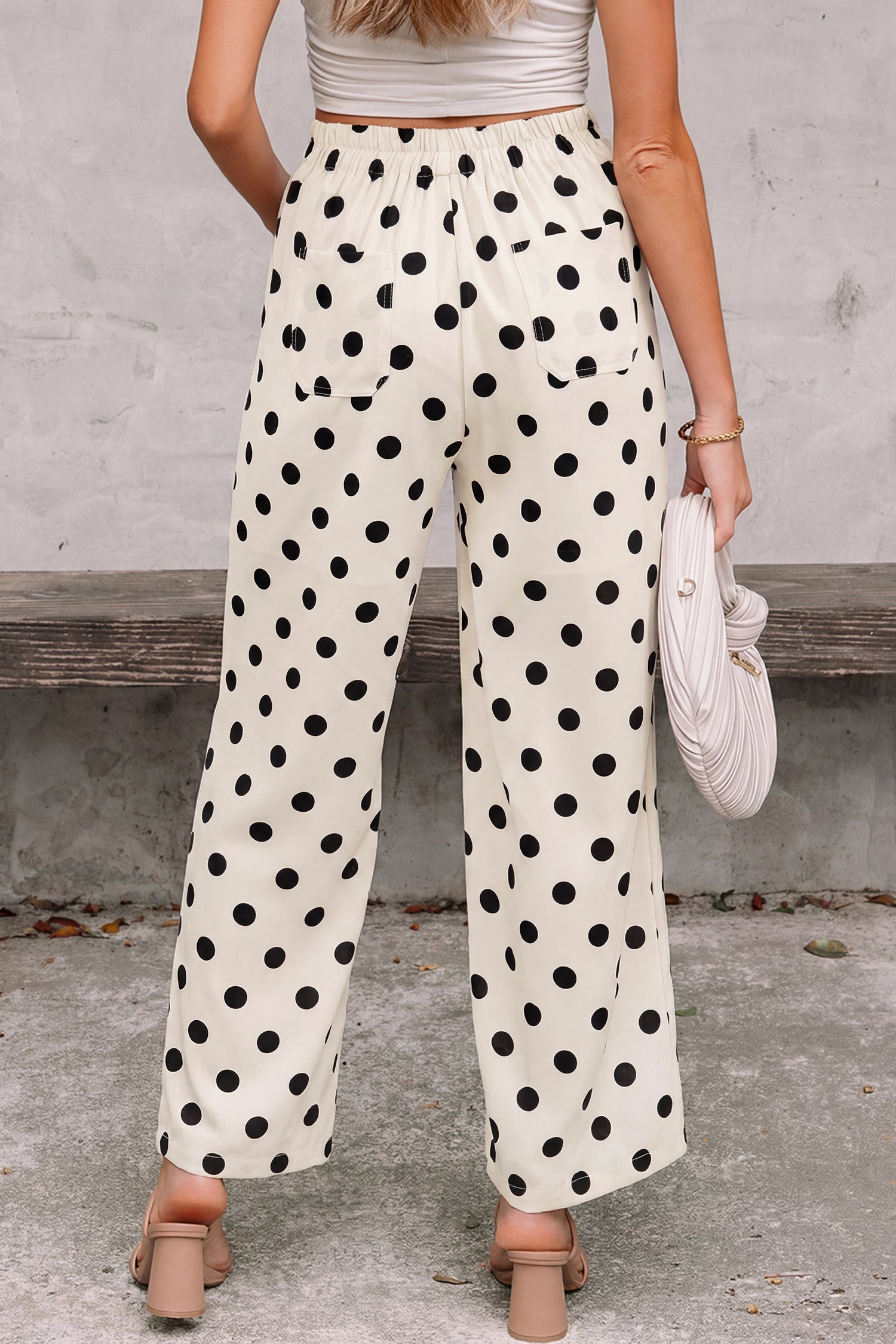 Polka Dot Print Straight Leg Pants