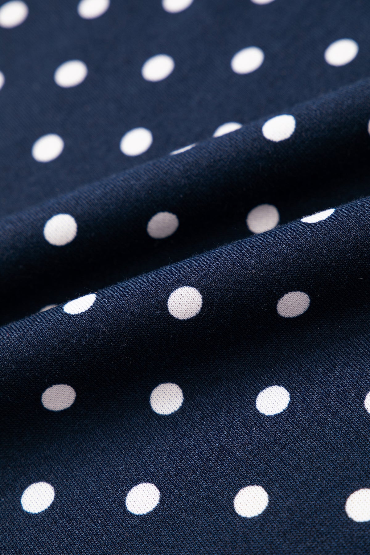 Blue Polka Dot Drawstring Wide Leg Long Sleeve Top Pant Set