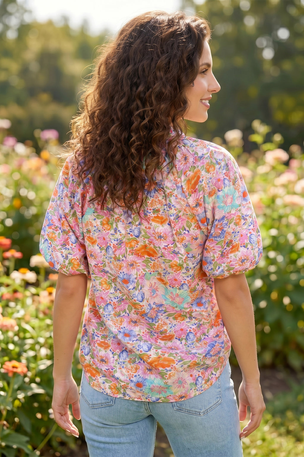 Pink Posy V-Neck Top