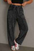 Black Mineral Wash Barrel Pants