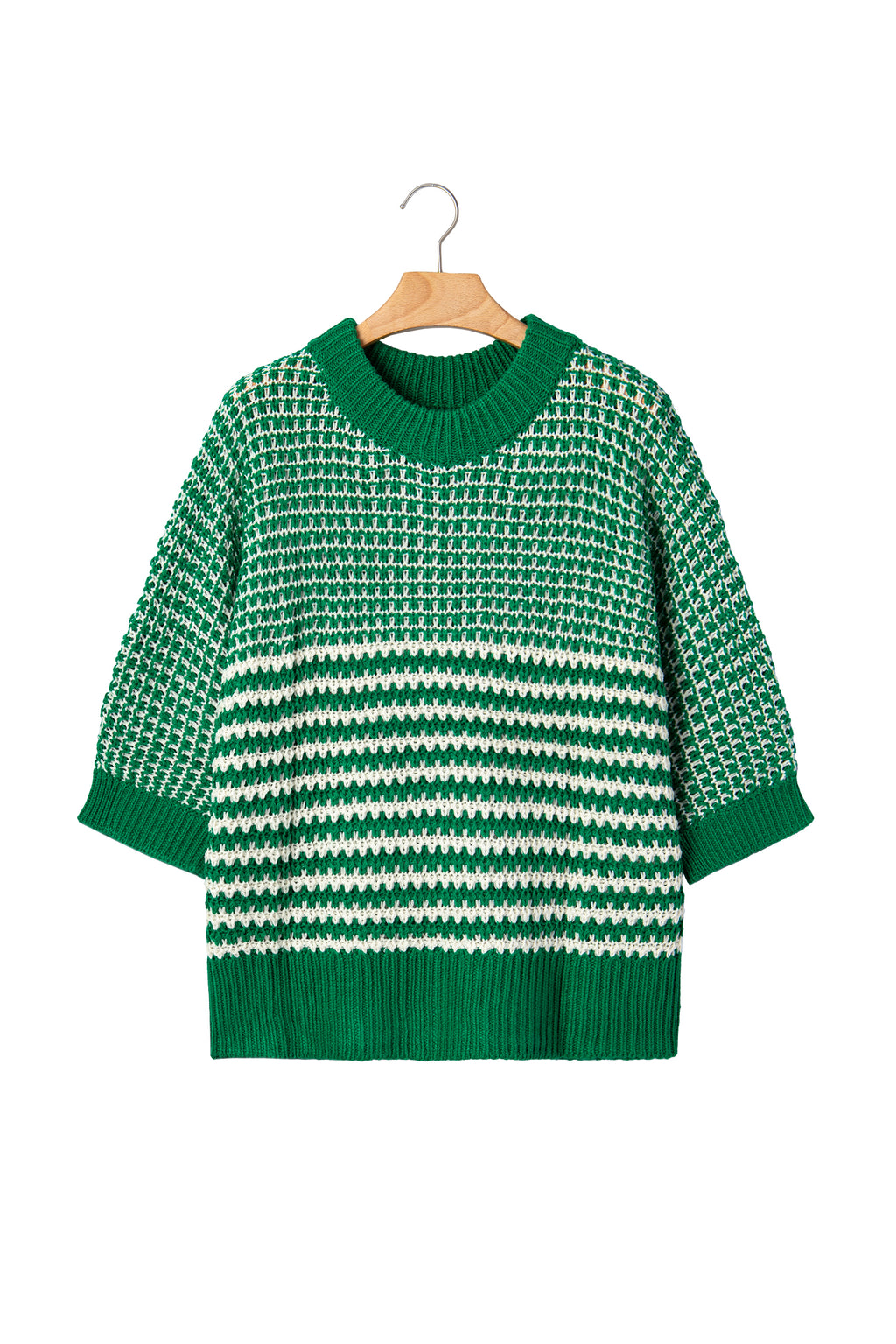 Black Stripe 3/4 Draped Sleeve Slouchy Sweater