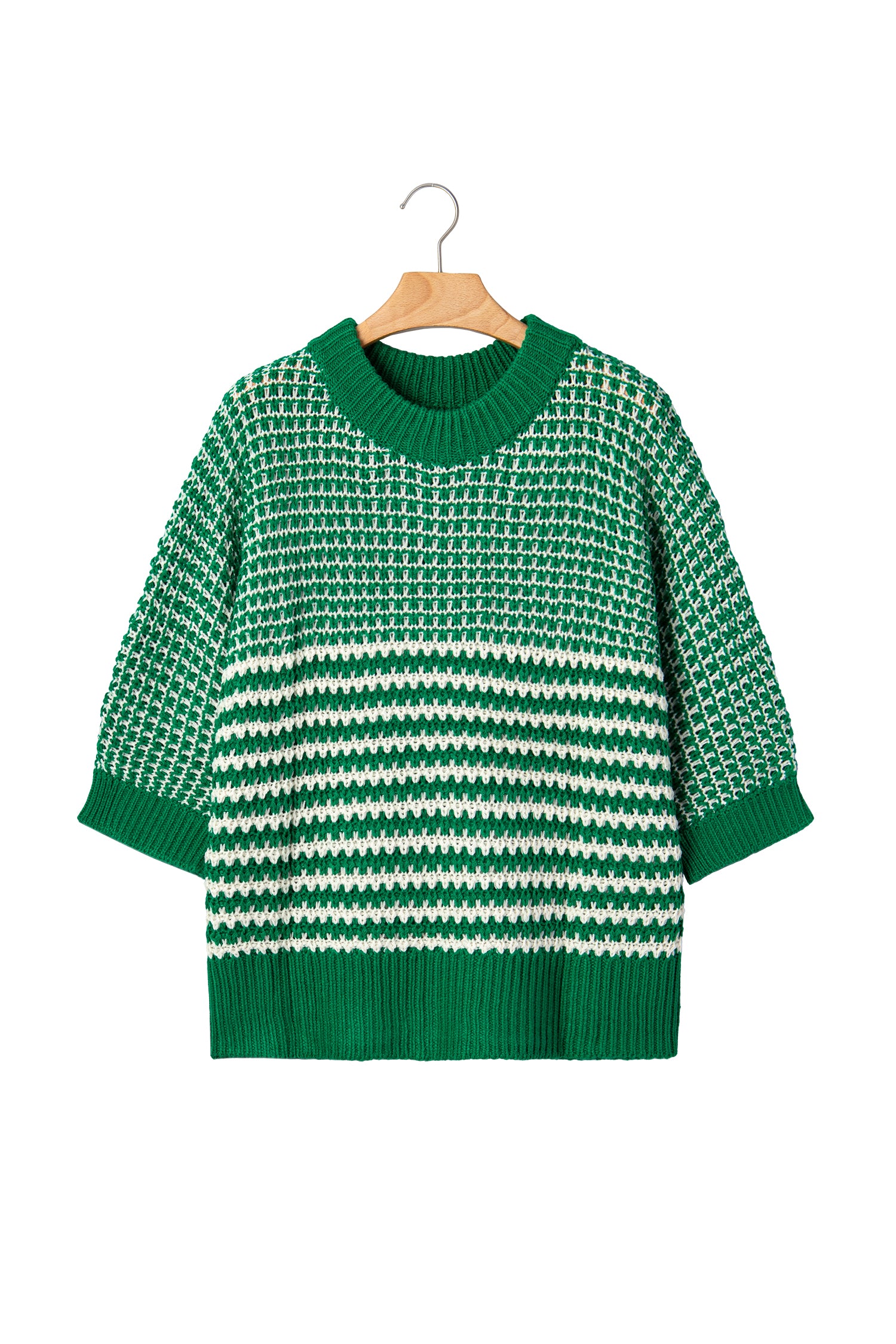 Black Stripe 3/4 Draped Sleeve Slouchy Sweater