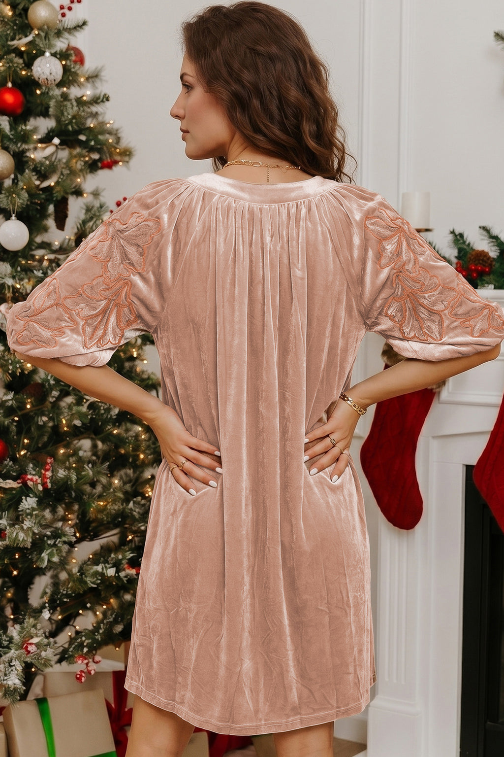 Champagne Velvet Mini Dress