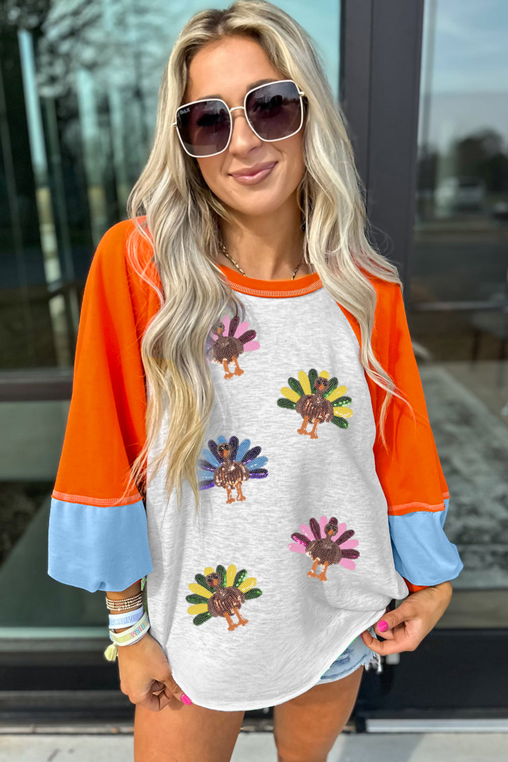 Thankful & Sparkly Raglan Top