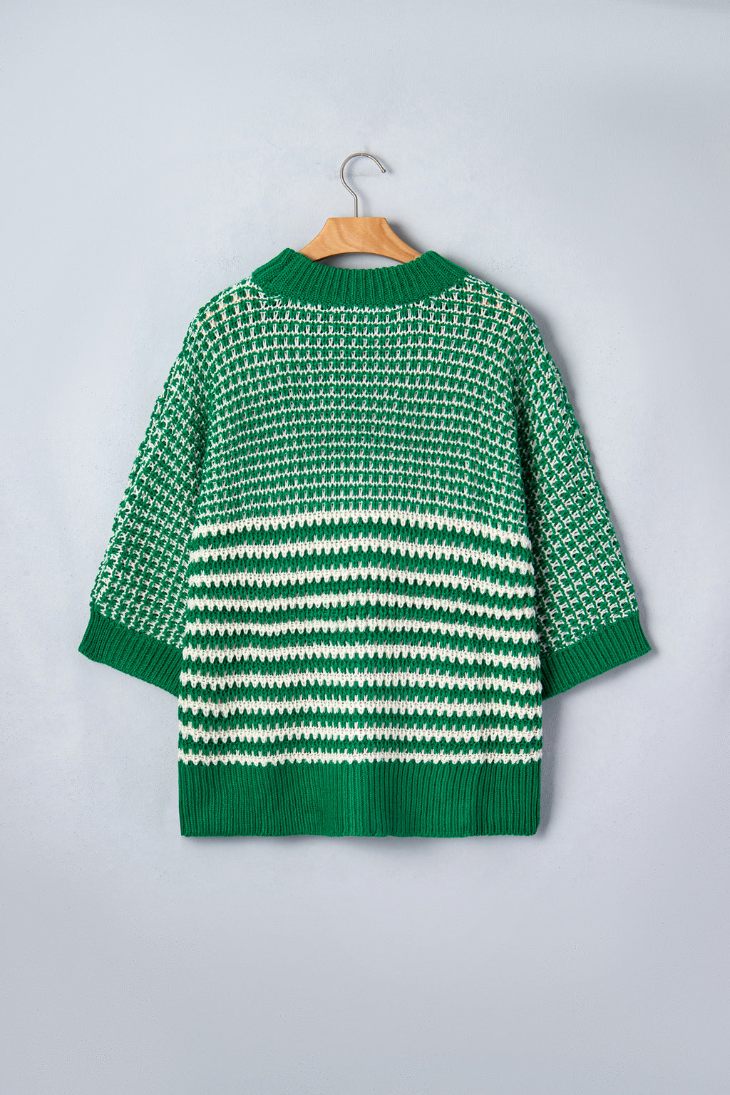 Black Stripe 3/4 Draped Sleeve Slouchy Sweater