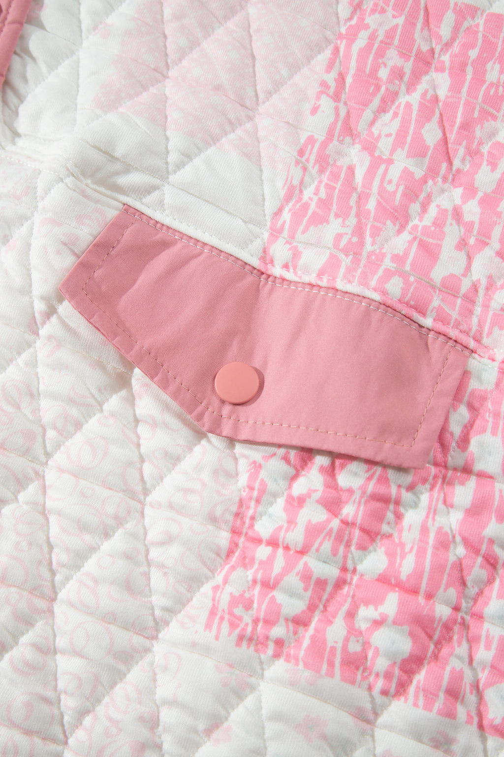 Floral Quilted Half Button Pocketed Pullover