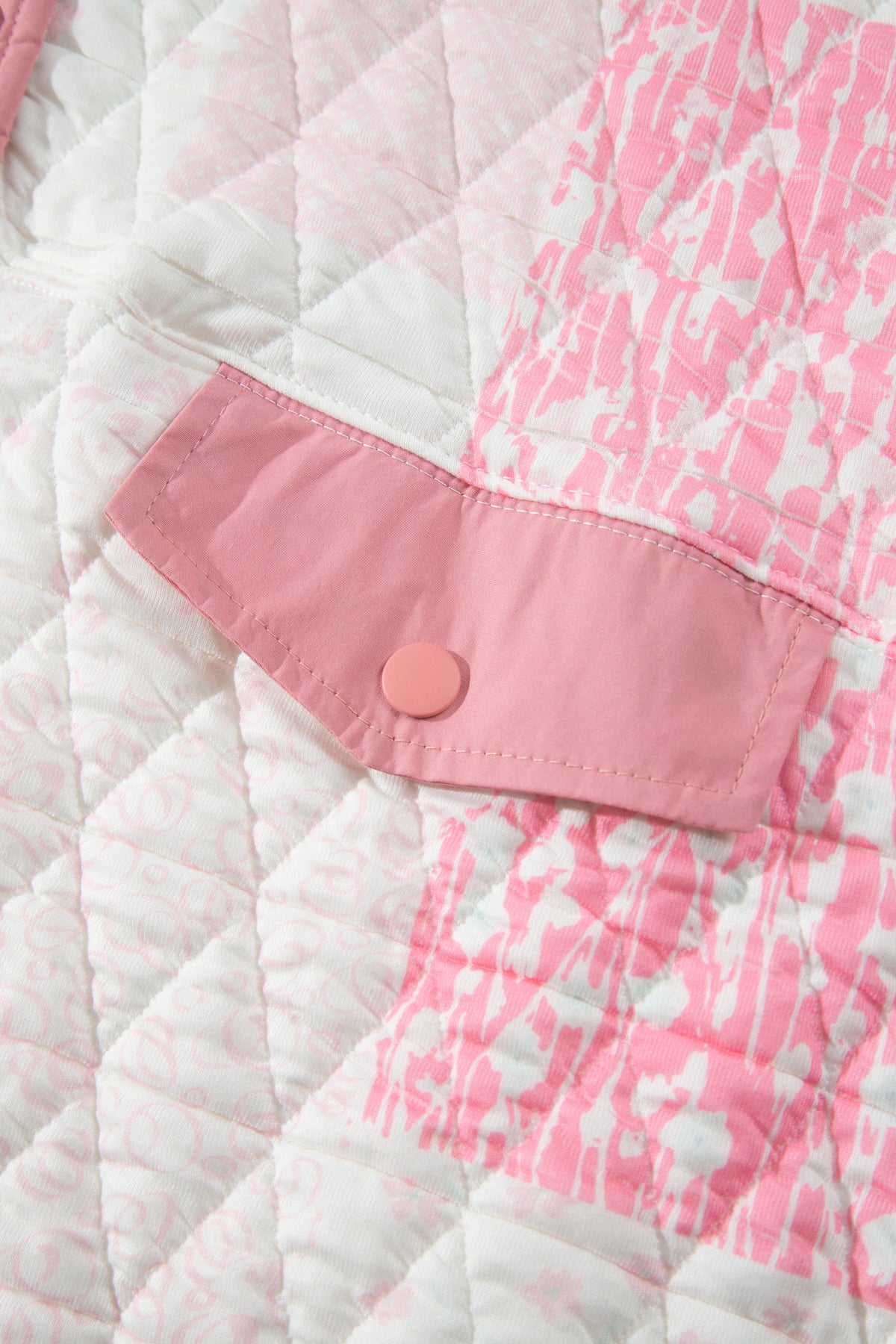 Floral Quilted Half Button Pocketed Pullover