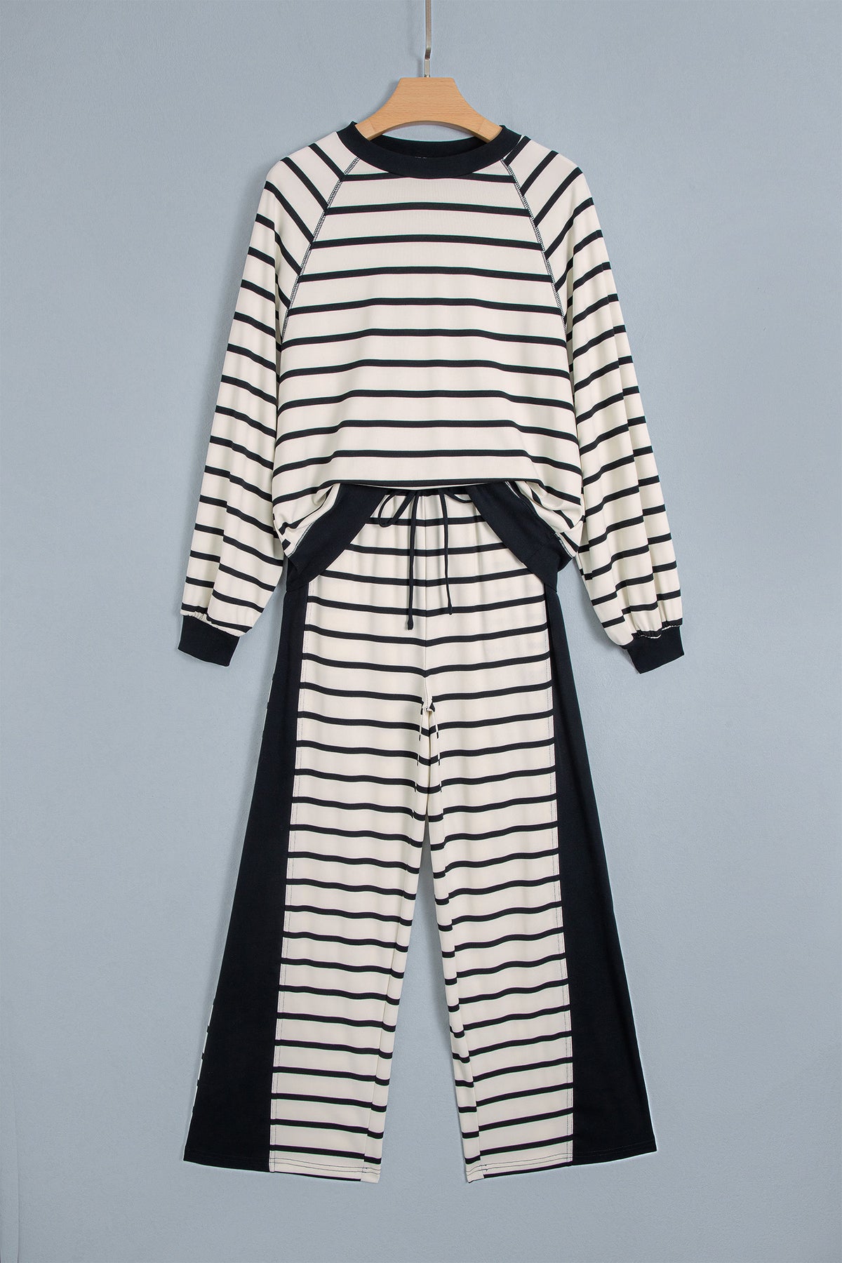 Beige Stripe Cozy Two-Piece Set